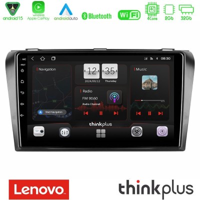 Lenovo Thinkplus Series 4Core Android15 2+32GB Mazda 3 2004-2009 Navigation Multimedia Tablet 9" Με Carplay & Android Auto