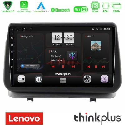 Lenovo Thinkplus Series 4Core Android15 2+32GB Renault Clio 2005-2012 Navigation Multimedia Tablet 9" Με Carplay & Android Auto