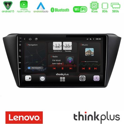 Lenovo Thinkplus Series 4Core Android15 2+32GB Skoda Fabia 2015-2021 Navigation Multimedia Tablet 9" Με Carplay & Android Auto