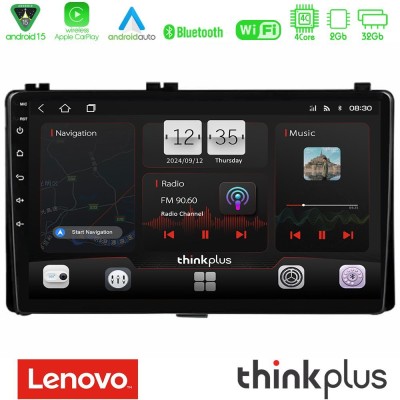 Lenovo Thinkplus Series 4Core Android15 2+32GB Toyota Corolla/Auris 2017-2019 Navigat-ion Multimedia Tablet 9" Με Carplay & Andr