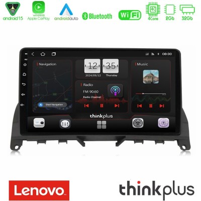 Lenovo Thinkplus Series 4Core Android15 2+32GB Mercedes C Class W204 Navigation Multimedia Tablet 9" Με Carplay & Android Auto (
