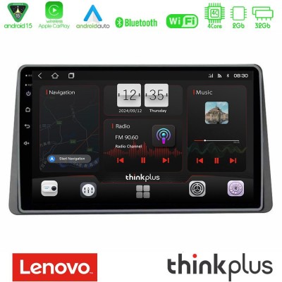 Lenovo Thinkplus Series 4Core Android15 2+32GB Dacia Duster 2022- Navigation Multimedia Tablet 9" Με Carplay & Android Auto