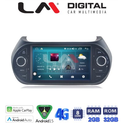 LM Digital - LM R8195 GPS Οθόνη OEM Multimedia Αυτοκινήτου για Fiat Fiorino, Citroen Piper (CarPlay/AndroidAuto/BT/GPS/WIFI/GPRS