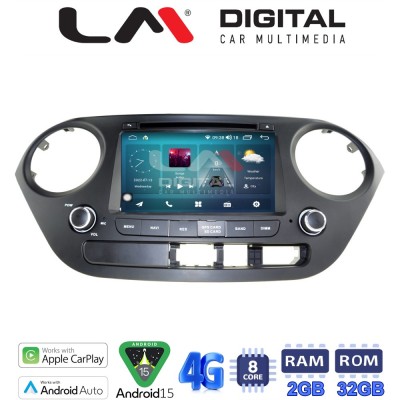 LM Digital - LM R8406 GPS Οθόνη OEM Multimedia Αυτοκινήτου για Hyundai I10 2014-2016 (CarPlay/AndroidAuto/BT/GPS/WIFI/GPRS)