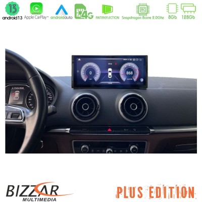 Bizzar Plus Edition Audi A3 (8V) 2013-2020 Android13 8Core (8+128GB) Navigation Multimedia 10.25" HD Anti-reflection