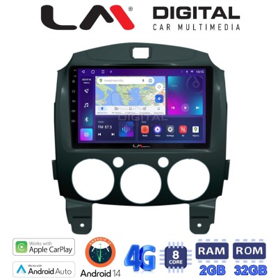 LM Digital - LM ZR8430 GPS Οθόνη OEM Multimedia Αυτοκινήτου για MAZDA 2 20072014 (CarPlay/AndroidAuto/BT/GPS/WIFI/GPRS)