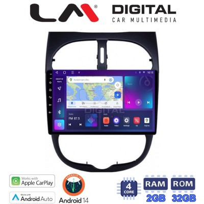 LM Digital - LM ZN4206 GPS Οθόνη OEM Multimedia Αυτοκινήτου για Peugeot 206 2002 2006 (CarPlay/AndroidAuto/BT/GPS/WIFI/GPRS)