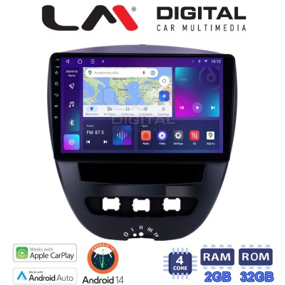 LM Digital - LM ZN4560 GPS Οθόνη OEM Multimedia Αυτοκινήτου για Aygo & C1 & 107 '05'14 (CarPlay/AndroidAuto/BT/GPS/WIFI/GPRS)