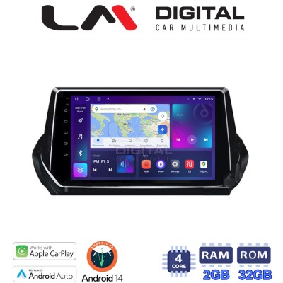 LM Digital - LM ZN4375 GPS Οθόνη OEM Multimedia Αυτοκινήτου για PEUGEOT 208-2008 2012 (CarPlay/AndroidAuto/BT/GPS/WIFI/GPRS)