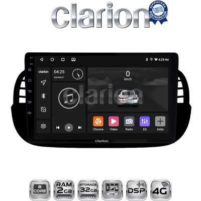 CLARION GL71315B Οθόνη OEM Multimedia Αυτοκινήτου για Fiat 500 2007 2016 (CarPlay/AndroidAuto/BT/GPS/WIFI/GPRS)