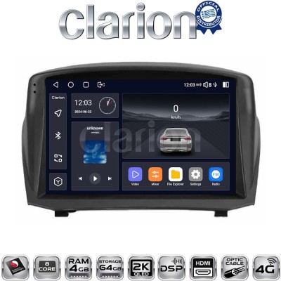 CLARION GL74152B Οθόνη OEM Multimedia Αυτοκινήτου για FORD FIESTA 20092017 (CarPlay/AndroidAuto/BT/GPS/WIFI/GPRS)
