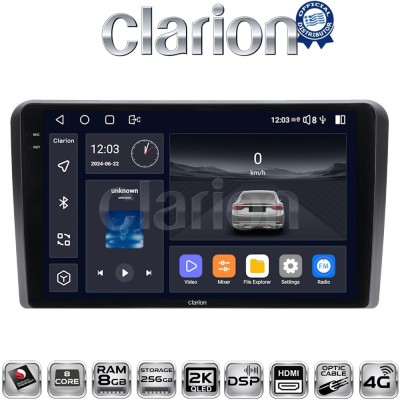CLARION GL75050 Οθόνη OEM Multimedia Αυτοκινήτου για AUDI A4 (8E) 20012008 (CarPlay/AndroidAuto/BT/GPS/WIFI/GPRS)