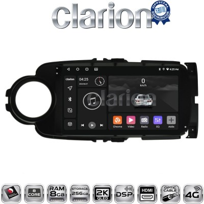 CLARION GL75254B Οθόνη OEM Multimedia Αυτοκινήτου για Toyota Yaris 2012 2015 (CarPlay/AndroidAuto/BT/GPS/WIFI/GPRS)