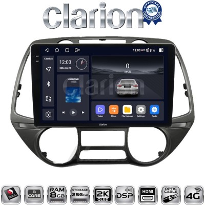 CLARION GL75837 Οθόνη OEM Multimedia Αυτοκινήτου για Hyundai i20 2008 2014 (CarPlay/AndroidAuto/BT/GPS/WIFI/GPRS)