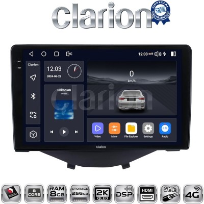 CLARION GL75564B Οθόνη OEM Multimedia Αυτοκινήτου για Toyota Aygo 2014 Citroen C1 2014 Peugeot 107 2014 (CarPlay/AndroidAuto/