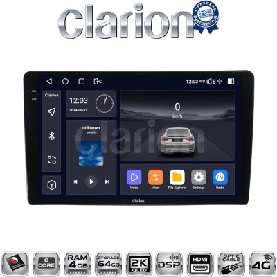 CLARION GL74402UP Οθόνη OEM Multimedia Αυτοκινήτου για Toyota Yaris 1999 2005 (CarPlay/AndroidAuto/BT/GPS/WIFI/GPRS)