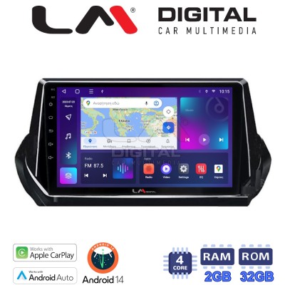 LM Digital - LM ZN4375 GPS Οθόνη OEM Multimedia Αυτοκινήτου για PEUGEOT 208-2008 2012 (CarPlay/AndroidAuto/BT/GPS/WIFI/GPRS)