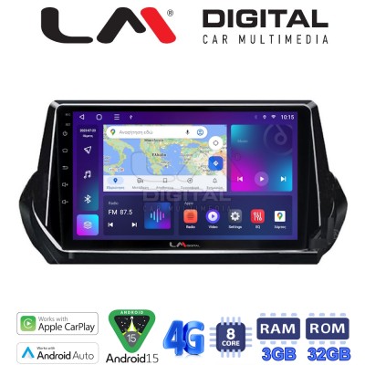 LM Digital - LM ZE8375 GPS Οθόνη OEM Multimedia Αυτοκινήτου για PEUGEOT 208-2008 2012 (CarPlay/AndroidAuto/BT/GPS/WIFI/GPRS)