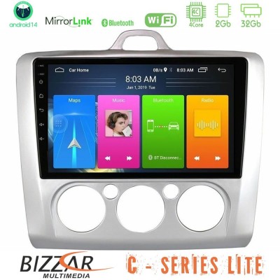 Bizzar C Series Lite 4Core Android14 2+32GB Ford Focus Manual AC Navigation Multimedia Tablet 9"