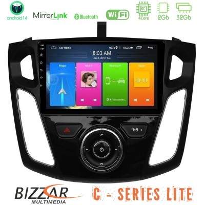 Bizzar C Series Lite 4Core Android14 2+32GB Ford Focus 2012-2018 Navigation Multimedia Tablet 9"