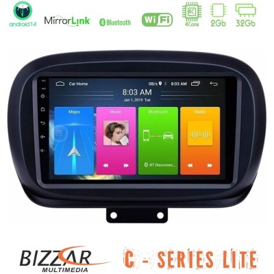 Bizzar C Series Lite 4Core Android14 2+32GB Fiat 500X Navigation Multimedia Tablet 9"