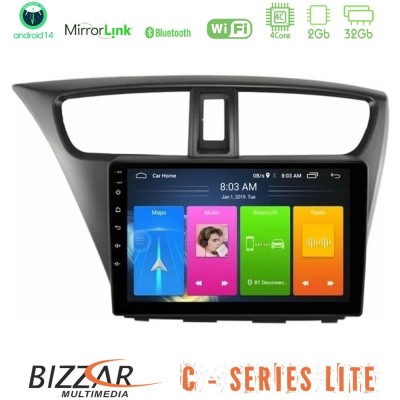 Bizzar C Series Lite 4Core Android14 2+32GB Honda Civic Hatchback 2012-2015 Navigation Multimedia Tablet 9"