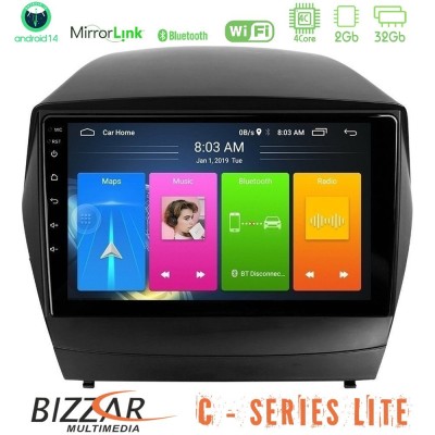 Bizzar C Series Lite 4Core Android14 2+32GB Hyundai IX35 Auto A/C Navigation Multimedia Tablet 9"
