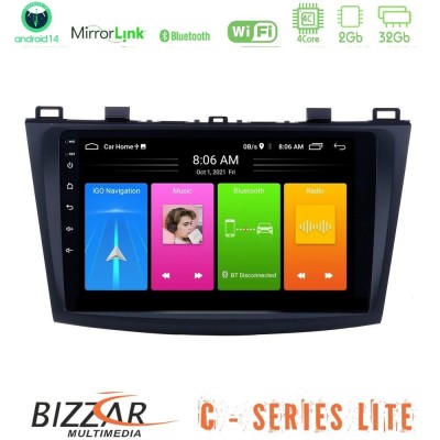 Bizzar C Series Lite 4Core Android14 2+32GB Mazda 3 2009-2014 Navigation Multimedia Tablet 9"