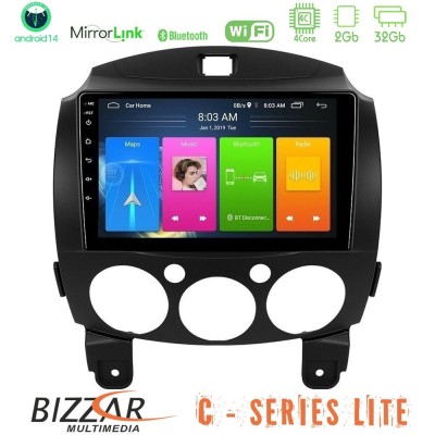 Bizzar C Series Lite 4Core Android14 2+32GB Mazda 2 2008-2014 Navigation Multimedia Tablet 9"