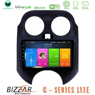 Bizzar C Series Lite 4Core Android14 2+32GB Nissan Micra 2011-2014 Navigation Multimedia Tablet 9"