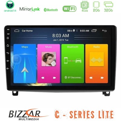 Bizzar C Series Lite 4Core Android14 2+32GB Peugeot 407 Navigation Multimedia Tablet 9"