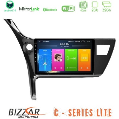 Bizzar C Series Lite 4Core Android14 2+32GB Toyota Corolla 2017-2018 Navigation Multimedia Tablet 10"