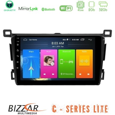 Bizzar C Series Lite 4Core Android14 2+32GB Toyota RAV4 2013-2018 Navigation Multimedia Tablet 9"