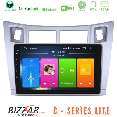 Bizzar C Series Lite 4Core Android14 2+32GB Toyota Yaris Navigation Multimedia Tablet 9" (Ασημί Χρώμα)