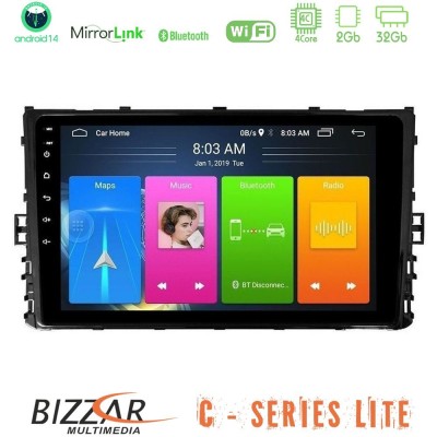 Bizzar C Series Lite 4Core Android14 2+32GB VW MQB 2017- Navigation Multimedia Tablet 9"