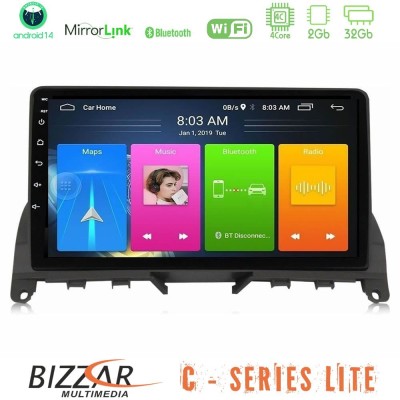 Bizzar C Series Lite 4Core Android14 2+32GB Mercedes C Class W204 Navigation Multimedia Tablet 9" (Σκούρο καφέ)
