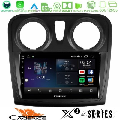Cadence X2 Series 8Core Android14 6+128GB Dacia Sandero 2014-2020 Navigation Multimedia Tablet 9"