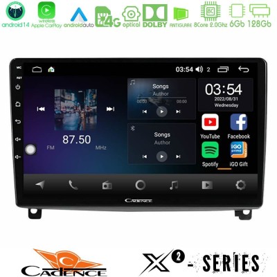 Cadence X2 Series 8Core Android14 6+128GB Peugeot 407 Navigation Multimedia Tablet 9"
