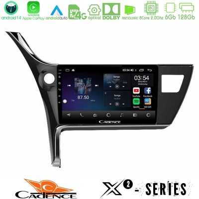 Cadence X2 Series 8Core Android14 6+128GB Toyota Corolla 2017-2018 Navigation Multimedia Tablet 10"