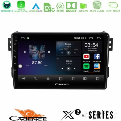 Cadence X2 Series 8Core Android14 6+128GB Suzuki Splash amp Opel Agila 2008-2014 Navigation Multimedia Tablet 9"