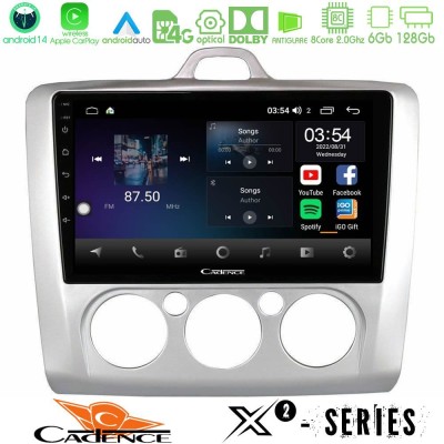Cadence X2 Series 8Core Android14 6+128GB Ford Focus Manual AC Navigation Multimedia Tablet 9"