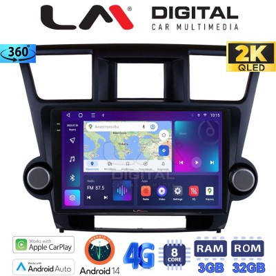 LM Digital - LM ZD8089 GPS Οθόνη OEM Multimedia Αυτοκινήτου για Toyota Highlander 2008 2015 (CarPlay/AndroidAuto/BT/GPS/WIFI/GP