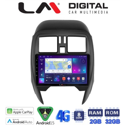 LM Digital - LM ZR8460 GPS Οθόνη OEM Multimedia Αυτοκινήτου για Nissan Micra K13 2010 2016 (CarPlay/AndroidAuto/BT/GPS/WIFI/GPR