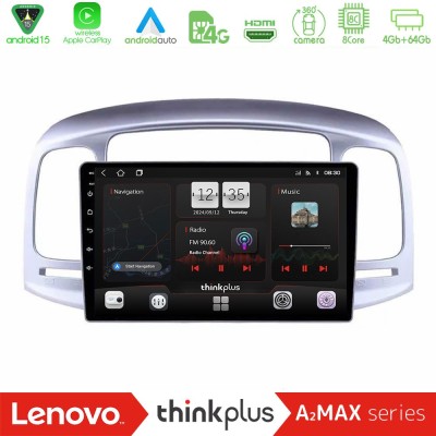 Lenovo Thinkplus A2MAX Series 8Core Android15 4+64GB Hyundai Accent 2006-2011 Navigation Multimedia Tablet 9"