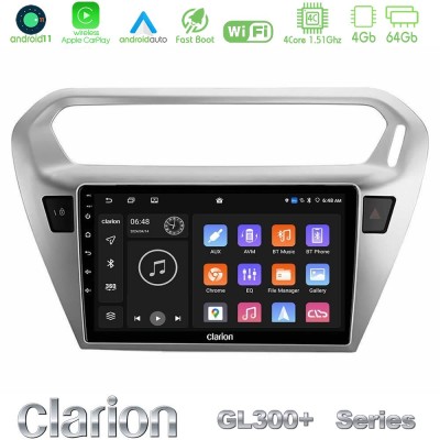 Clarion GL300+ Series 4Core Android11 4+64GB Citroën C-Elysée / Peugeot 301 Navigation Multimedia Tablet 9"