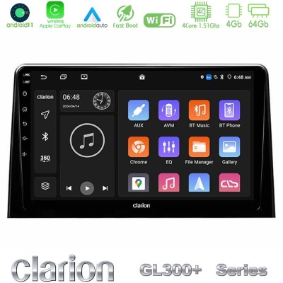 Clarion GL300+ Series 4Core Android11 4+64GB Peugeot Partner / Citroën Berlingo 2020- Navigation Multimedia Tablet 10"