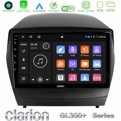Clarion GL300+ Series 4Core Android11 4+64GB Hyundai IX35 Auto A/C Navigation Multimedia Tablet 9"