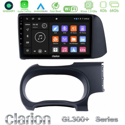 Clarion GL300+ Series 4Core Android11 4+64GB Hyundai i10 Navigation Multimedia Tablet 9"