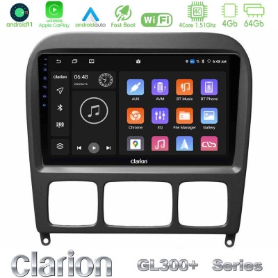 Clarion GL300+ Series 4Core Android11 4+64GB Mercedes S Class 1999-2004 (W220) Navigation Multimedia Tablet 9"