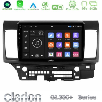 Clarion GL300+ Series 4Core Android11 4+64GB Mitsubishi Lancer 2008 – 2015 Navigation Multimedia Tablet 10"